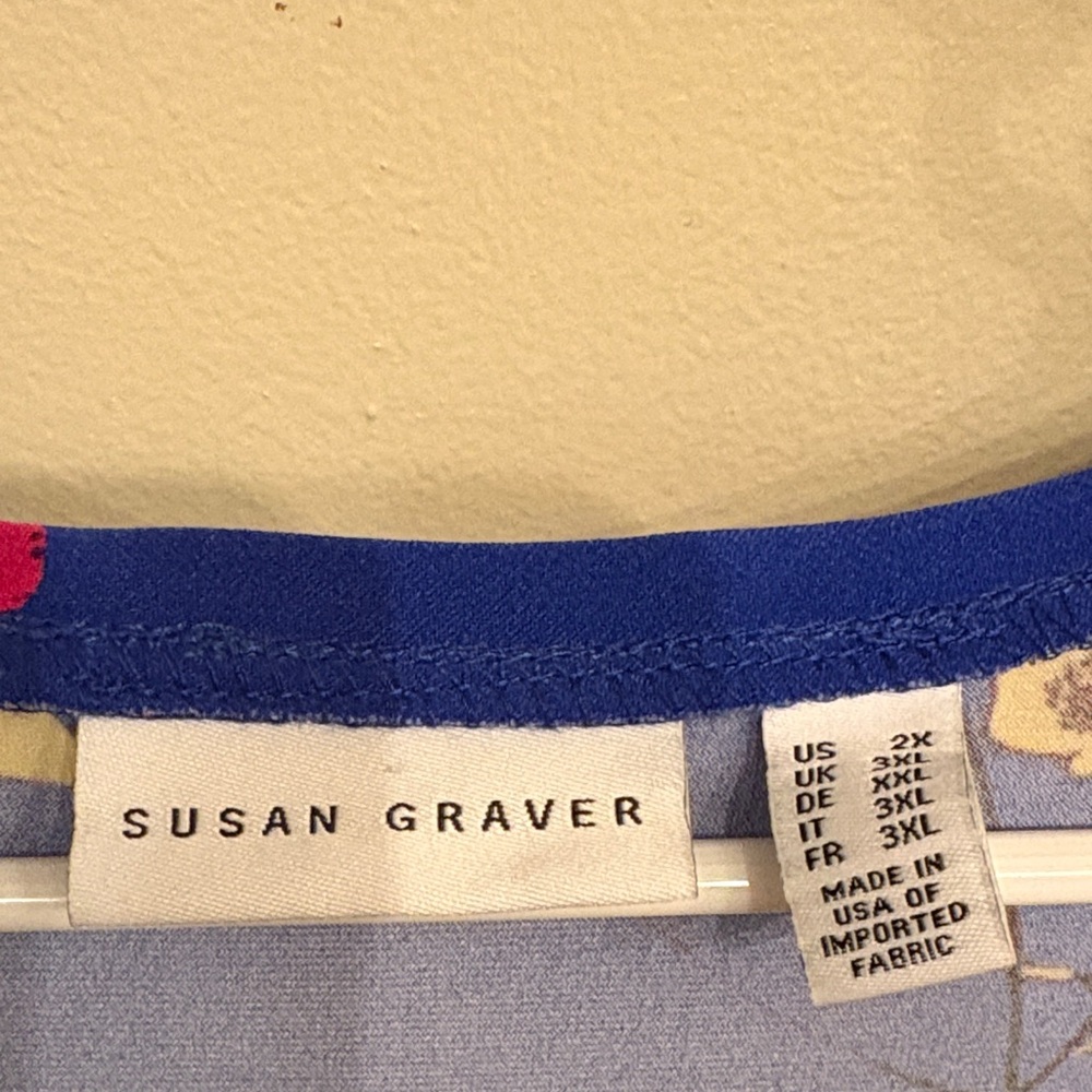 Susan Graver Blue Floral Blouse - Picture 2 of 4